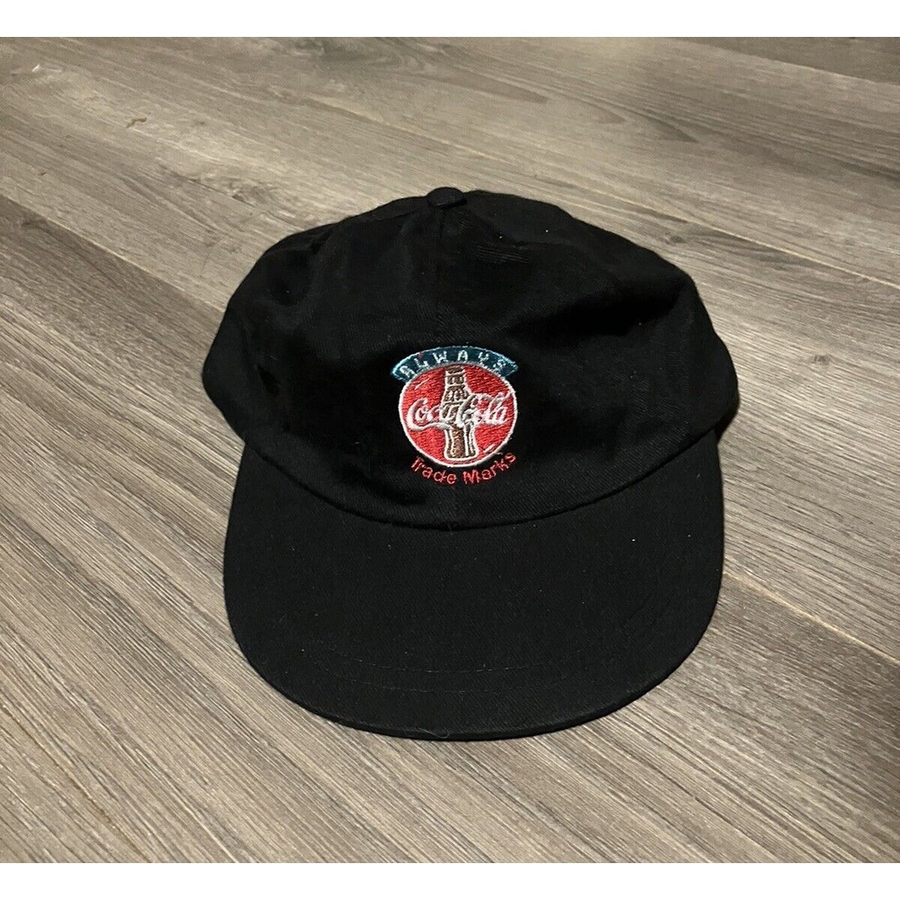 Vintage 90s Always Coca Cola Hat Cap Black  Adjustable Strap Back Coke